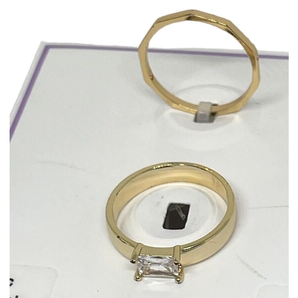 18K Gold Plated CZ Band Ring Size 7 (2 Piece Set) Fashion Stunning Trendy NEW - Picture 3 of 9